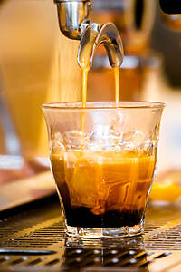 Brewing Coffee With Espresso Machine.