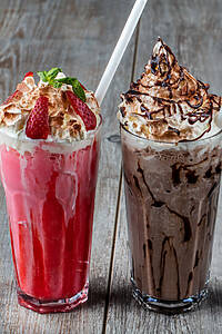 Chocolate, Strawberry, Raspberry Milkshake