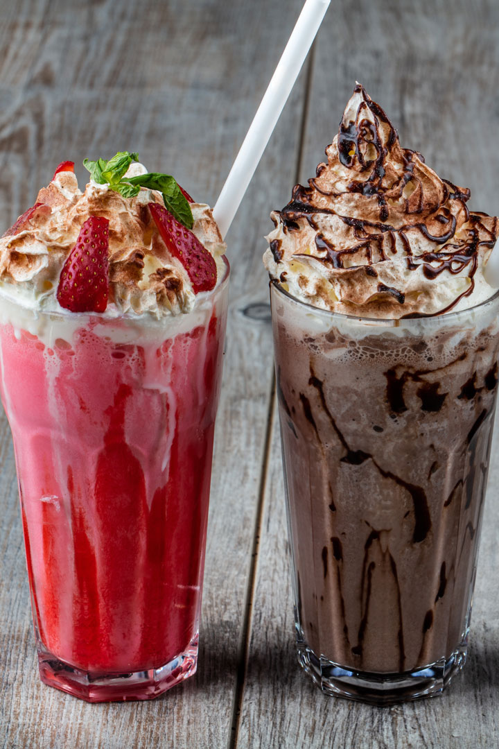 Chocolate, Strawberry, Raspberry Milkshake